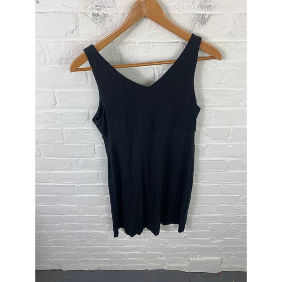 Athleta Women's Stretch V-Neck Tank Mini Dress Sleeveless Solid Black Size Small - Picture 2 of 5